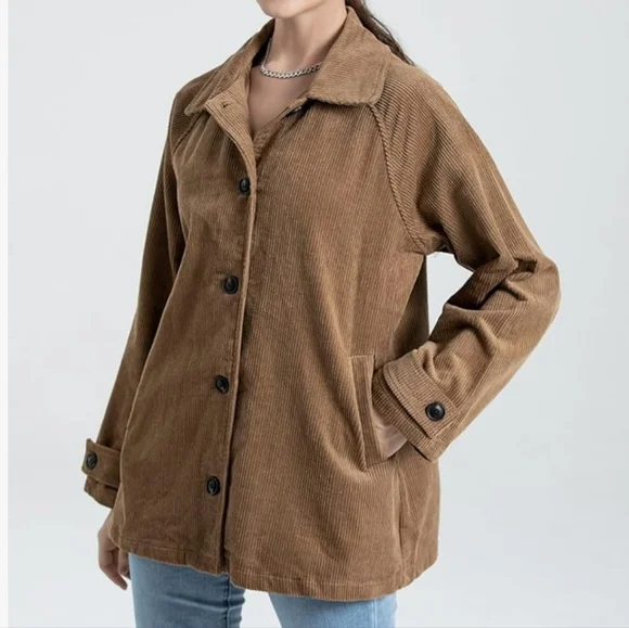 Nwot Minibee Brown Corduroy Jacket/ Shacket - Picture 2 of 9